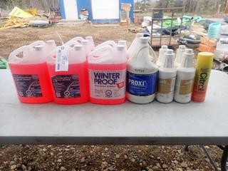Qty Of RV Plumbing Antifreeze C/w (2) Jugs Of Proxi Stain Remover, (4) Bottles Of Liqui-Bac Living Liquid Bacteria w/ Instant Odor Control And (1) Can Of Citrol Multipurpose Cleaner