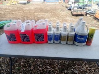 Qty Of RV Plumbing Antifreeze C/w (4) Sparcling Acid Cleaner, (4) Bottles Of Liqui-Bac Living Liquid Bacteria w/ Instant Odor Control, (2) Jugs Of Proxi Stain Remover And Deodorizer And (1) Can Of Citrol Multi-Purpose Degreaser