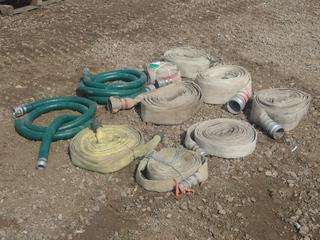 Qty Of (4) 3in, (3) 2in And (1) 4in Discharge Hoses C/w (2) 2in Suction Hose *Note: (1) Discharge Hose Missing Fitting And Piece Cut Off Hose*