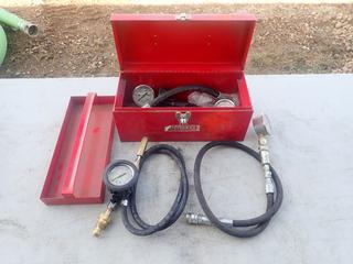 14in Toolbox C/w Pressure Testing Hose w/ Gauges