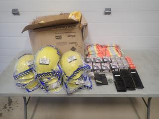 Qty Of Universal Helmet Mounts C/w Hard Hats, Safety Vest, Belt Extensions, Bearbanger Flares, Comet Flares And Qty Of Disposable Coveralls 