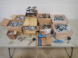 Qty Of Assorted Punch Type Clamps, Banding Clips, Band-It Band, Tensioners And Assorted Banding Supplies