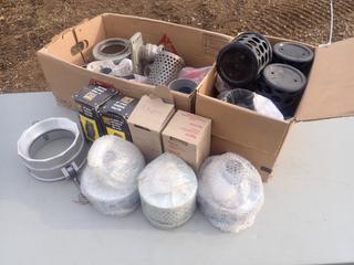 Qty Of Hose Strainers, Fire Hose Nozzle, 2in PVC Check Valve And Steel Hose Strainers