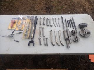 Qty Of Assorted Bearing Pullers C/w (2) Engine Cylinder Hones? Tube Bender And Assorted Supplies