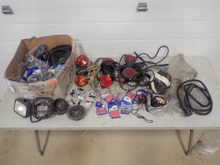 Qty Of Tow Lights, Wiring Harness,  Assorted Tail Lights, Housings And Assorted Supplies