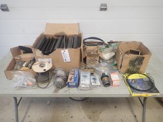 Qty Of Bottle Jack Handles, Hydraulic Pump, 1/2in Air Regulator, 1/4in Hose And Assorted Supplies