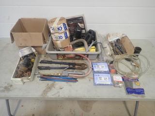Gas Can Nozzle, Saw Kit, Ear Muffs, Tape, Tail Pipe, Ball Valve, Drill Bits, Diamond Chains, Bearing Pullers, Bolt Cutters And Assorted Supplies
