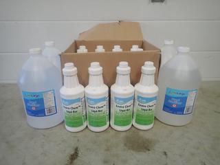 Qty Of (12) Bottles Of RML Enviro Chem Liqui-Bac Liquid Bacteria w/ Instant Odor Control C/w (4) 4L Jugs Of Bio Largo Hand Sanitizer