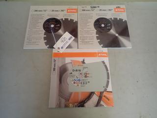 (2) STIHL 12in Diamond Asphalt Blades C/w (1) STIHL 12in Diamond D-B10 Blade *Unused*