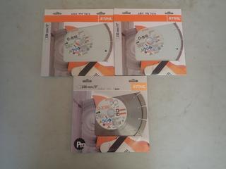 (2) STIHL D-B10 9in Diamond Blades C/w (1) STIHL D-X100 9in Diamond Blade *Unused*