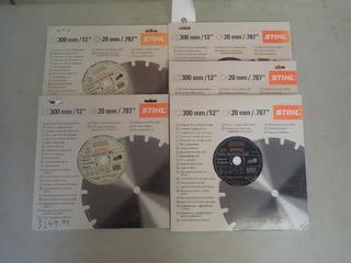 Qty Of (3) STIHL 12in Asphalt Diamond Blades C/w (2) STIHL 12in Concrete Diamond Blades *Unused*