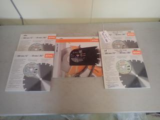 Qty Of (4) STIHL 12in Concrete Diamond Blades C/w (1) STIHL D-A5 14in Diamond Blades *Unused*