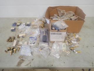 Qty of 1/4in, 3/4in And 3/8in Airline Fittings, O-Rings, (1) Turbo Nozzle And Assorted Fittings And Supplies