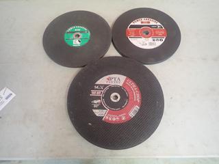 Qty Of Jet Power Abrasive 12in Concrete Cut Off Wheels C/w Jet Power Abrasive 12in Steel Cut Off Wheel And PTA Canada Ultra-Chop 14in Cut Off Wheels *Unused*