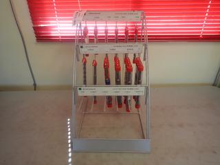 Qty Of 1/4in X 4, 1/4in X 6, 5/16in X 6, 5/8in X 18, 3/4in X 18 Bits C/w Storage Rack