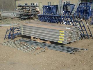 Qty Of 11ft Scaffold Decks C/w (10) End Frames, (10) Cross Braces, (10) Leveling Jacks, (4) Casters And (6) Rails *Note: Buyer Responsible For Loadout, This Item Is Located At 24 Nipewon Rd, Lac La Biche*