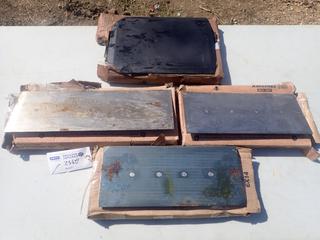 Plate 2000 6in X 14in X 0.072in Finish Blades C/w Virginia Abrasive 10in X 14in Float Shoes To Fit 34in-36in Power Trowels And Virginia Abrasives 6in X 18in Finish Trowel Blades To Fit 46in-48in Power Trowels