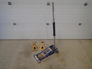 Powerfist 3-Ton Low Profile Floor Jack C/w (2) Powerfist 2-Ton Jack Stands