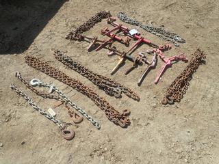 Qty Of Ratchet Boomer, Lever Load Binders And Assorted Chains