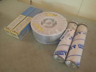 (2) Boxes Of Inconel 3/32in Welding Rods C/w (2) Boxes Of Habco Rearc 18 1/8in Welding Rods And (1) Famil Arc 0.045in Welding Wire