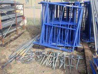 5ft X 5ft Scaffold Frames C/w (18) Leveling Jacks, (8) Casters And Assorted Size Cross Braces *Note: Buyer Responsible For Loadout, This Item Is Located At 24 Nipewon Rd, Lac La Biche*
