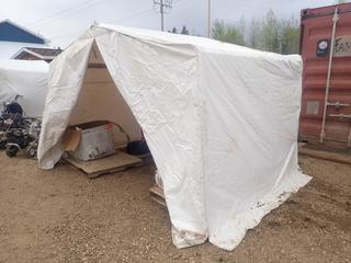 11ft X 8ft X 88in Noresman FR Welding Tent *Note: Has Small Rips And Holes, Contents Not Included, Buyer Responsible For Dismantle, Item Cannot Be Removed Until Sunday June 5th Unless Mutually Agreed Upon*