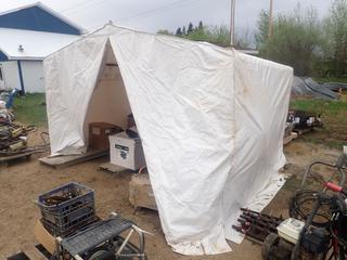11ft X 8ft X 88in Noresman FR Welding Tent Note: Has Small Rips And Holes, Contents Not Included, Buyer Responsible For Dismantle, Item Cannot Be Removed Until Sunday June 5th Unless Mutually Agreed Upon*