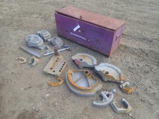 4ft X 16in X 20in Enerpac Storage Box C/w Assorted Size Aluminum Pipe Bender Heads And 1/2in - 1 1/2in Ratchet Level Position 