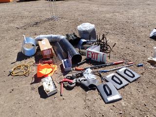 Qty Of Wallpaper Steamer Heads, Heater Hose Attachments, L.B White Duct, Exit Signs, Casters Spill Pads And Assorted Supplies