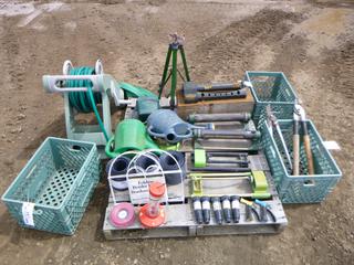 Qty of Garden Supplies Including Sprinklers, Tree Trimers, Water Jugs, Yard/Garden Care