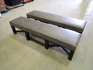 (2) Sunpan Modern Faux Leather Benches (NED)