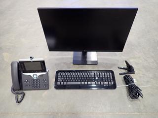 (1) Cisco IP Phone w/ Desktop Video, (1) LG Monitor and Mic (E1)