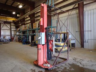 2008 ALM MHL2P 15,000 Lbs Lift Capacity, Approx. 10 Ft. Lift Height Welding Positioner w/ Cascade Rotating Clamp, Shipping Cradle For Unit to Transport Horizontally,  83 In. x 53 In. x 11 Ft. 2 In.