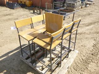 (7) Metal Framed Stools w/ Wooden Base/Back