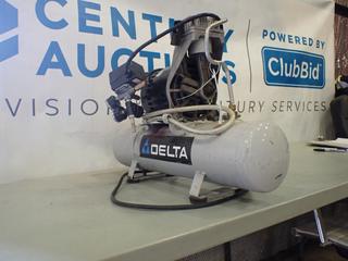 Delta 66-202-1 Air Compressor w/ GE AC Motor Attached *Note: Damaged Gauges, Parts Only* (B-1)
