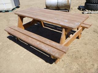 Wooden Picnic Table, 72 In. x 60 In. x 29 1/2 In.