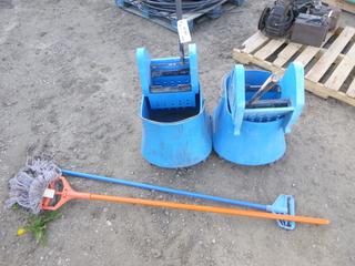 (2) Wesclean Mop Bucket/Wringer w/ (2) Mops