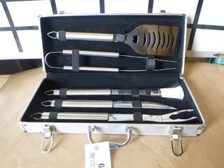 Unused 5 Piece Barbecue Utensils in Aluminum Case (D-2)