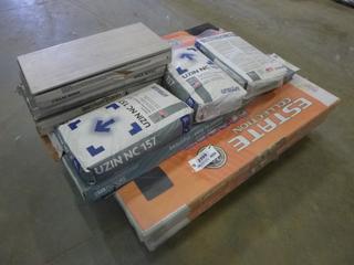 Qty of Laminate Flooring w/ Porcelain Tile and Self Leveling Compound (K-1-2)