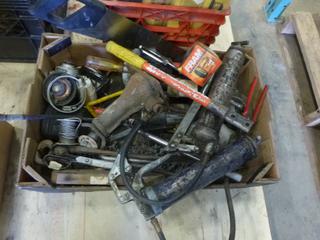 Qty of Tools Includes Grease Guns, Jack, C Clamp, Electrical Plugs and Other Misc. Items (K-1-1)