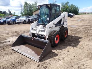 2000 Bobcat 863 "G" Series Skid Steer c/w Deutz BF4M Diesel, 73 HP, High Flow, Cab, Aux Hyd, 1900 Lbs Lift Capacity, 12-16.5 Tires, 72 In. Clean Up Bucket, Showing 5638 Hrs, SN 514441587 *Note: Recent Oil, Air and Hydraulic Filter Change, Crack In Sidewalls*