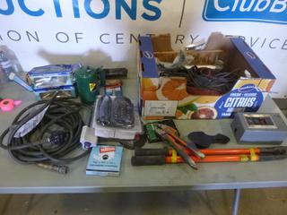 Qty of Misc. Item, Electrical Box. Gas Hose, Telephone, Electric Horns, Crimper and Other Assorted Items (L-1-2)