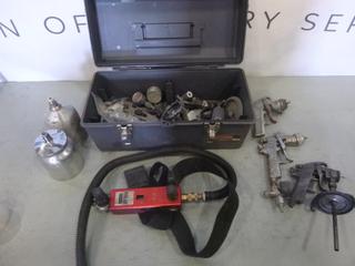 Qty of Spray Guns, Tanks, Pure-Air 2000 SAS Safety Corp Air Regulator and Misc. Parts (D-2)