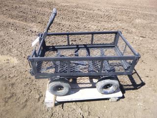 Metal Wagon w/ Handle C/w Folding Sides, 4 In. Inflatable Tires, 44 1/2 In. x 20 In. x 23 In.