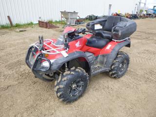 2014 Honda Rincon ATV c/w 26x9.12 Front Tires, 26x11-12 Rear Tires, Kimpex Rear Cargo Seat, Warn Winch, Showing 1751 Kms, 169 Hrs, VIN 1HFTE3328E4900289