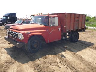1969 International 1300C Dump Truck c/w V-304, 4 Speed Manual, PTO, Dually 7.00-17 Tires, 134 In. W/B, Hydraulic Dump, 8 Ft. 10 In. x 7 Ft., Showing 58,007 Kms, VIN 213301C034912