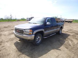 2000 GMC Sierra 1500 SLE Extended Cab 4X4 Pickup c/w 5.3L V8 Vortec, A/T, A/C, 265/70R16 Tires at 50% w/ Extra (4) 265/75R16 Tires, Delta Tool Box, Showing 358,463 Kms, VIN 2GTEK19T7Y1145121 *Note: Engine Light On, Damage*