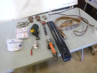 Assorted Parts, Hardware And Tools: Hooks, Straps, Braided Metal Slings, Counter Weight And More (C-2)