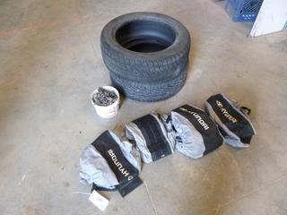 (2) Goodyear 235/55R18 Tires w/ (4) Tire Bags and Set of Chains (OS)