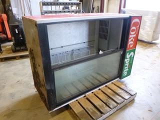 Sliding Door Commercial Beverage Cooler, 53 In. x 31 In. x 79 In.,, w/ Shelving *Note: Runs As Per Consignor** (OS)